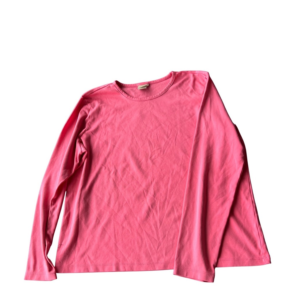 L.L.Bean Women Supima Cotton Long‎ Sleeve Tee XL Pink Crewneck Casual Top